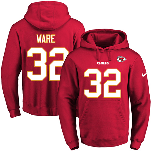 Nike Chiefs #32 Spencer Ware Red Name & Number Pullover NFL Hoodie - Click Image to Close
